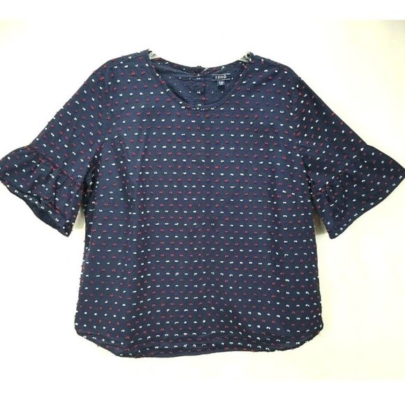 Izod Tops - Izod Womens XL Blouse Blue Bell 3/4 Sleeve Top EUC